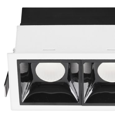 Nova Luce Sorel - spot à encastrer - 115 x 62 mm, 108 x 57 mm encastré - 2 x 7W LED inclus - blanc et noir