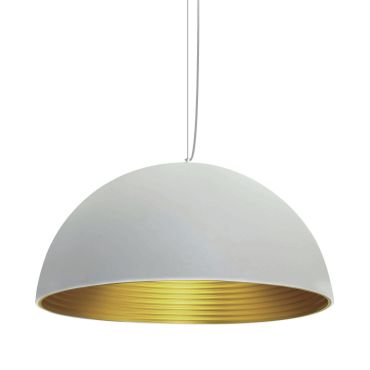 ONE Light Bowl Shade Pendant - lampe suspendue - Ø 60 x 190 cm - blanc et laiton