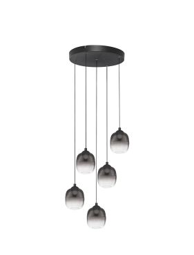 Nova Luce Kita - lampe suspendue - Ø 43 x 150 cm - 28W LED inclus - noir sablé et verre fumé