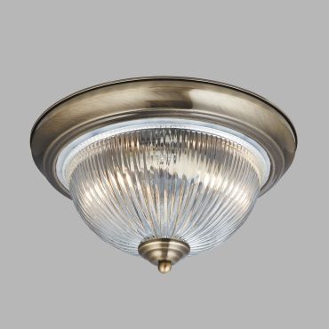 Searchlight Flush - plafonnier - Ø 29 x 14,5 cm - IP44 - laiton antique