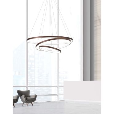 Nova Luce Ferrol - lampe suspendue - Ø 80 x 150 cm - 111W LED dimmable inclus - brun café