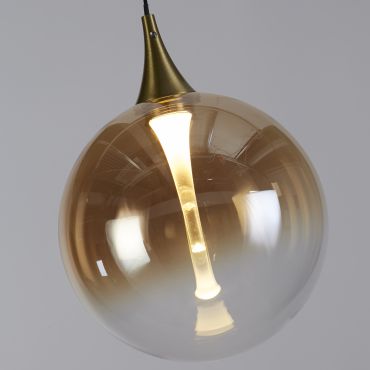 Searchlight Alchemy - lampe suspendue - Ø 16 x 150 cm - 4W LED inclus - noir, or et ambre