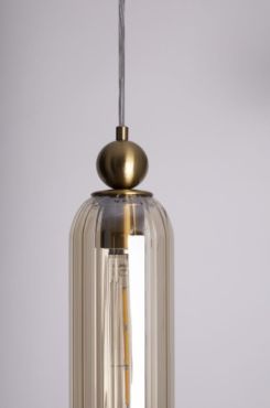 Maxlight Campanila - lampe suspendue - Ø 11 x 158 cm - laiton et ambre