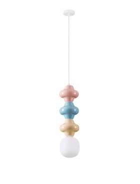 Nova Luce Clio - lampe suspendue - Ø 18 x 240 cm - rose, bleu, jaune, blanc et verre opale
