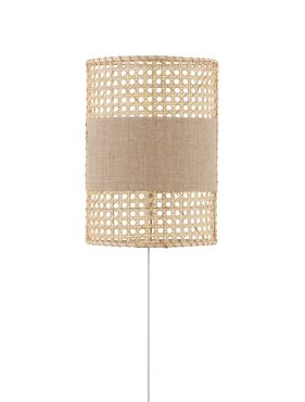 Nova Luce Lum - applique murale - 20,5 x 29 x 11 cm - rotin naturel, brun et blanc