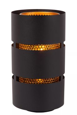 Lucide Rosas - lampe à poser - Ø 16 x 30 cm - noir et laiton