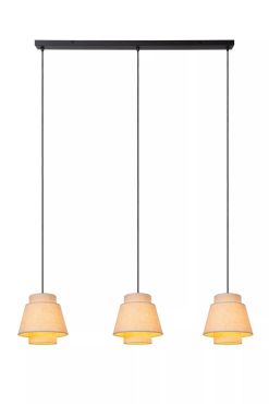 Lucide Tribute 3L - lampe suspendue - 120 x 25 x 150 cm - beige