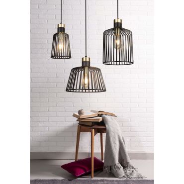 Searchlight Bird Cage - lampe suspendue - Ø 30 x 150 cm - noir mat