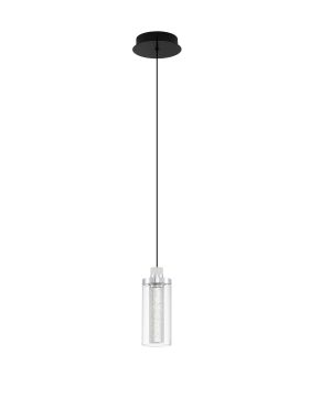Nova Luce Lune - lampe suspendue - Ø 14 x 210 cm - 9W dimmable LED inclus - noir sable et chrome