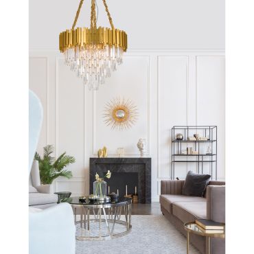 Nova Luce Grane - lustre - Ø 73 x 120 cm - or et transparent