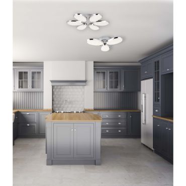Searchlight Lori - plafonnier - Ø 52 x 9 cm - 48W LED dimmable inclus - chrome et blanc