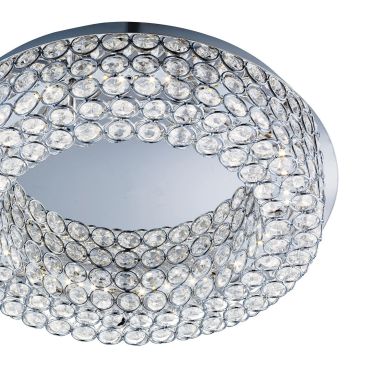 Searchlight Vesta - plafonnier - Ø 39,5 x 10 cm - 22W LED dimmable inclus - chrome