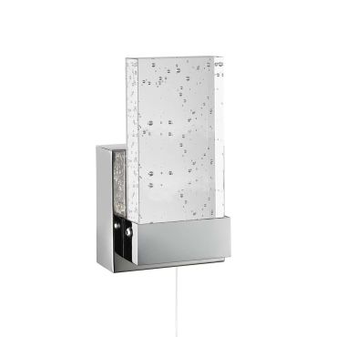 Searchlight Bathroom - applique murale avec interrupteur à tirette - 10 x 17 cm - 4,5W LED incl. - IP44 - chrome