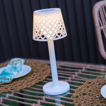 New Garden Gretita - lampe de table d'extérieur à piles - Ø11,7 x 31 cm - 1W LED inclus - IP44 - blanc