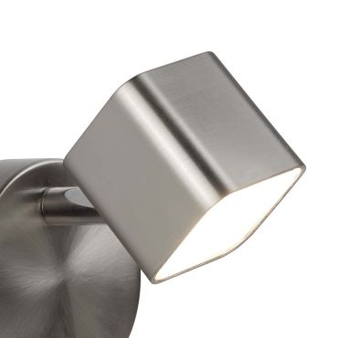Searchlight Quad - spot mural avec interrupteur - 9 x 11,5 cm - 4W LED dimmable inclus - argent satiné