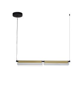 Nova Luce Apnea - lampe suspendue - 93 x 160 x 7 cm - 20W dimmable LED inclus - noir sablé, or et gris