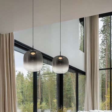 VK Lighting Iori - lampe suspendue - Ø 24 x 157,5 cm - 8W LED inclus - noir et gris fumé