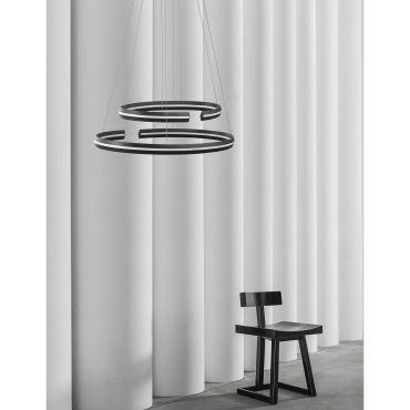 Nova Luce Torrente - lampe suspendue - 80 x 40 x 120 cm - 55W LED dimmable inclus - noir sable