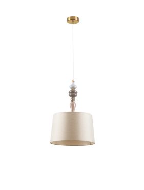 Nova Luce Damo - lampe suspendue - Ø 34 x 150 cm - laiton antique, orange doux et brun