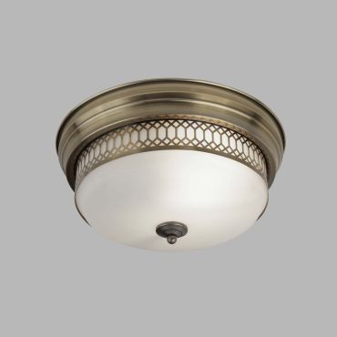 Searchlight Edinburgh - plafonnier de salle de bains - Ø 35 x 16 cm - IP44 - laiton antique