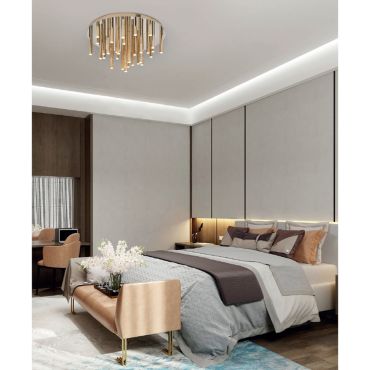 Maxlight Organic - plafonnier - Ø 60 x 34 cm - 33 x 1W LED dimmable inclus - or