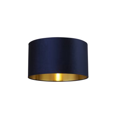 Searchlight Drum Shade - abat-jour - Ø 50 x 28 cm - bleu marine et or brossé