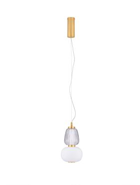 Nova Luce Movil - lampe suspendue - Ø 17 x 120 cm - 18W dimmable LED inclus - or, transparent et opale