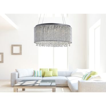Searchlight Beatty - lampe suspendue - Ø 41 x 142 cm - chrome et transparent