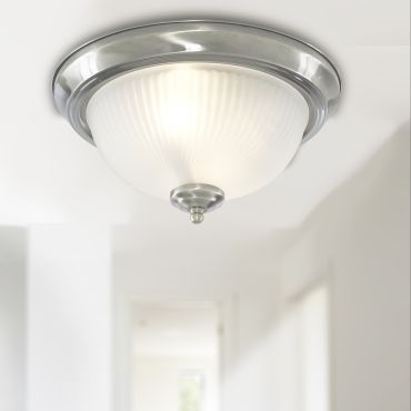 Searchlight Flush - plafonnier de salle de bains - Ø 29 x 15 cm - IP44 - chrome