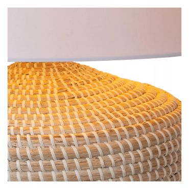 Lucide Ambala - lampe à poser - Ø 45 x 64 cm - blanc et marron clair