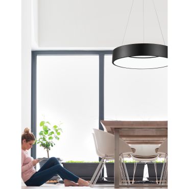 Nova Luce Rando - lampe suspendue - Ø 60 x 120 cm - 42W LED inclus - noir