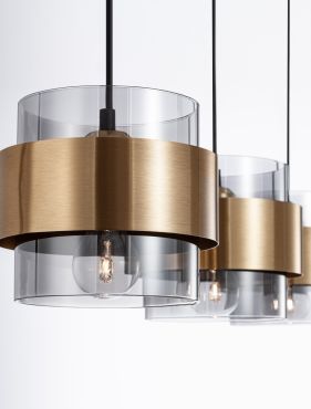Nova Luce Sianna - lampe suspendue - 82 x 18 x 140 cm - fumé et doré
