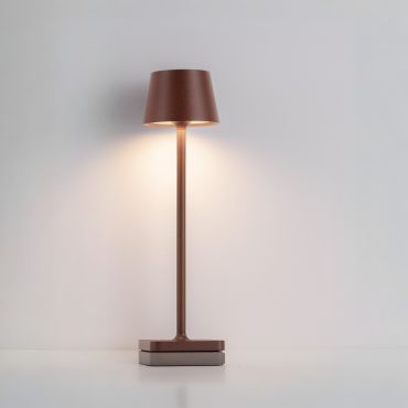 Nova Luce Deck - lampe de table rechargeable - Ø 8,5 x 30 cm - 2W dimmable LED inclus - IP54 - corten