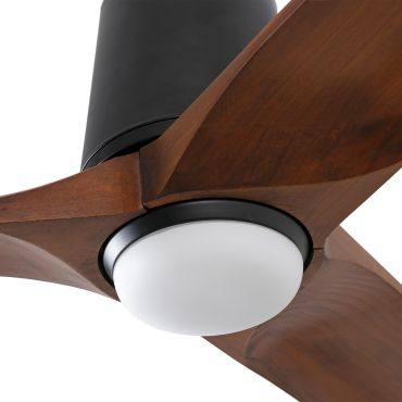 Faro Heywood Tub L - ventilateur de plafond avec lumière - Ø 132 cm - noir mat et noyer