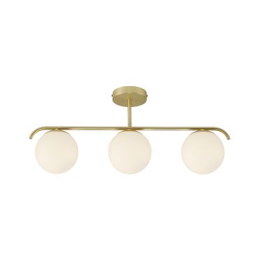 Nordlux Grant - plafonnier - 69,3 x 14,5 x 29,23 cm - laiton et blanc opale