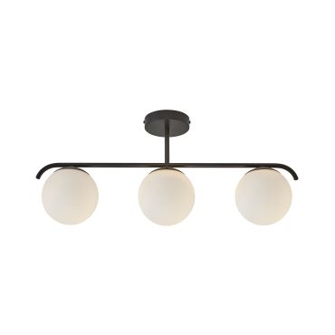 Nordlux Grant - plafonnier - 69,3 x 14,5 x 29,23 cm - noir et blanc opale