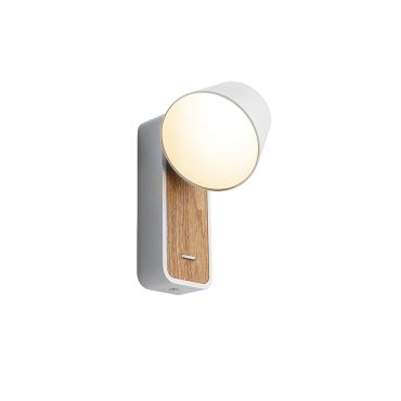 VK Lighting Novel - applique murale - Ø 8,4 x 15 cm - 6W LED inclus - blanc et bois