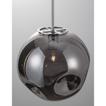 Nova Luce Mayan - lampe suspendue - Ø 30 x 120 cm - chrome et gris fumée