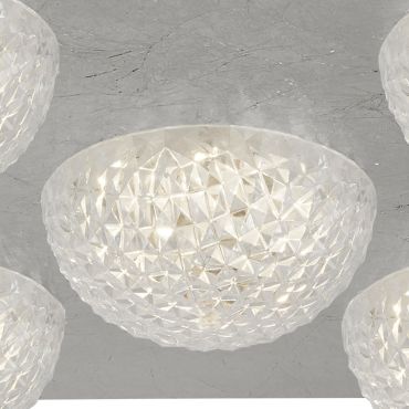 Searchlight Celestia - plafonnier - 43 x 43 x 7,7 cm - 3 niveaux de gradation - 33W LED inclus - argenté et transparent