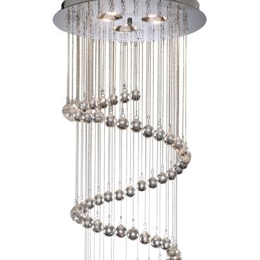 Searchlight Hallway - lampe suspendue - Ø 39 x 80 cm - chrome et transparent