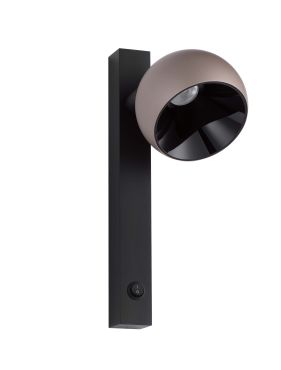 Nova Luce Lusa - applique murale - Ø 10 x 26 x 13 cm - 10W LED inclus - café moka et noir
