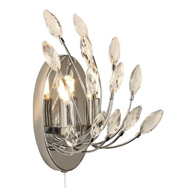 Searchlight Peacock - applique murale avec interrupteur à tirette - 14 x 24 cm - chrome