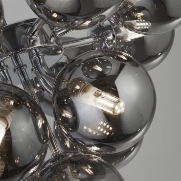 Searchlight Berry - plafonnier - Ø 41 x 35 cm - chrome et verre fumé