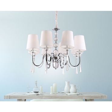 Maxlight Charlotte - lustre - Ø 75 x 130 cm - blanc et chrome