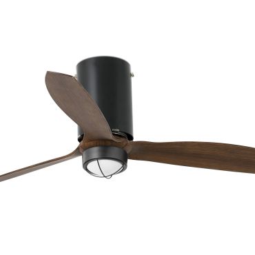 Faro Mini Tube - ventilateur de plafond avec lumière et télécommande - Ø 128 cm - 17W LED inclus - brun foncé et noir mat