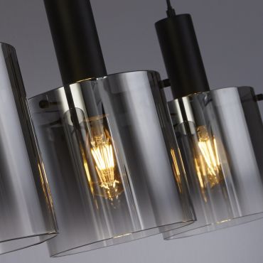 Searchlight Sweden - lampe suspendue - 142 x 150 cm - noir mat et verre fumé