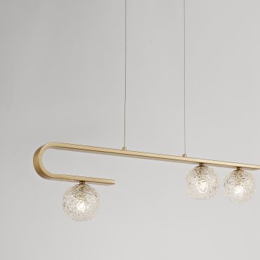 Nova Luce Mirano - lampe suspendue - 80 x 10 x 180 cm - laiton doré et transparent