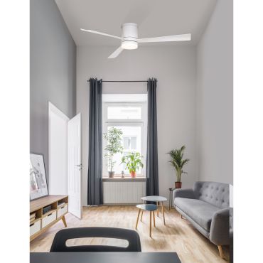 Nova Luce Silky - ventilateur de plafond avec lumière et télécommande - Ø 132 x 25 cm - 18W LED inclus - blanc mat