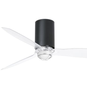 Faro Mini Tube - ventilateur de plafond avec lumière et télécommande - Ø 128 cm - 17W LED inclus - noir mat et transparent
