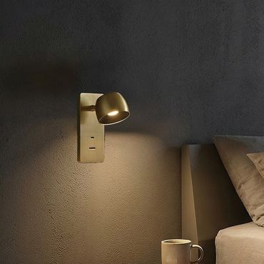 VK Lighting Pop - applique murale avec port USB - 6,8 x 14 cm - 5,8W LED inclus - or